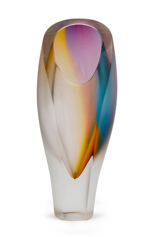 KOSTA BODA Unique Swedish art glass vase by GÖRAN WÄRFF, engraved "Kosta, 1405489004, GÖRAN WÄRFF, Unique", ​32cm high