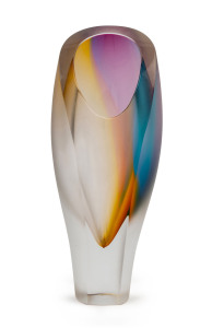 KOSTA BODA Unique Swedish art glass vase by GÖRAN WÄRFF, engraved "Kosta, 1405489004, GÖRAN WÄRFF, Unique", 32cm high