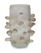 BODA Unique Swedish frosted glass vase with applied blobs, by BERTIL VALLIEN, engraved "Boda, Unik 5138, B. Vallien", 19cm high