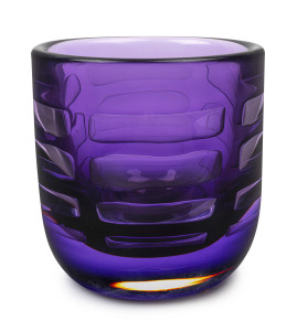 KOSTA BODA Ariel Swedish purple glass vase by BENGT EDENFALK, circa 1989, engraved Kosta Boda, Bengt Edenfalk, Edition 89, 3/30", 16cm high, 15cm diameter