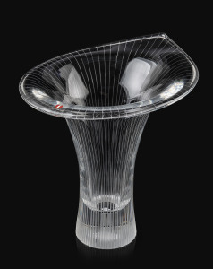 TAPIO WIRKKALA "Kantarelli" Finnish glass vase for Iittala, designed in 1946, engraved "Tapio Wirkkala Iittala 15/1914", 18cm high