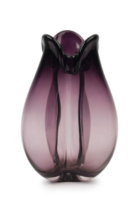 HOLMEGAARD "Treflojet" Danish purple glass vase designed by PER LUTKEN, circa 1955, engraved "Holmegaard, 1955", 18cm high