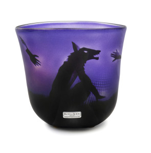 KOSTA BODA Unique Swedish cameo glass vase by BERTIL VALLIEN, engraved "Kosta Boda, Unik, 565850171, B. Vallien" with beetle monogram. 12.5cm high, 13.5cm wide