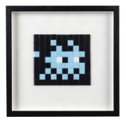 SPACE INVADER (France, born 1969), Invasion Kit No.06 "Runner", tile mosaic, Space Invader: Blue / Eyes : Black & White Background : Black, limited edition numbered 56/150, original documentation verso, 38 x 39cm, frame 38 x 43cm overall