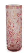 AMANDA LOUDEN Australian cylindrical cameo glass vase with wildflower motif, ​27cm high