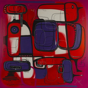 JAY WALKER, untitled street art, acrylic on canvas, signed lower left "J.W.", signed and dated verso "Jay Walker, '08", 102 x 101.5cm