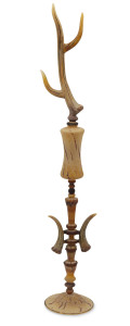 CHRISTIAN ARNOLD "African King I" tall perfume bottle with stylized antler stopper, circa 2008, Kirra Galleries "Glass On Flame" exhibition 2008, lot 6, 60cm high