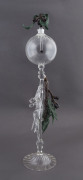 CHRISTIAN ARNOLD "Deadwood" tall perfume bottle with gumleaf decoration in green and clear, circa 2008, Kirra Galleries "Glass On Flame" exhibition 2008, item number 10, 49cm high