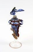 CHRISTIAN ARNOLD "Green Poison Arrow Frog" art glass perfume bottle, circa 2004, Kirra Galleries "Glass On Flames" exhibition, 2004, item number 11, 22cm high