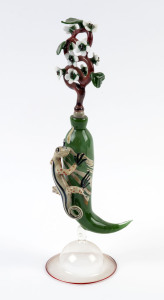 CHRISTIAN ARNOLD "Brown Lizard" art glass perfume bottle, circa 2004, Kirra Galleries "Glass On Flames" exhibition, 2004, item number 6, 30cm high