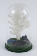 CHRISTIAN ARNOLD and LAURIE YOUNG hot glass coral sculpture on pate de verre glass base under glass dome, circa 2007, 22cm high