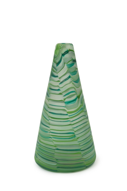 GILES BETTISON (attributed), green cone vase, fused and blown glass, ​18cm high