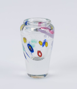 MOSHE BURSUKER art glass vase, engraved "Moshe, '86", with M.B. monogram, 11cm high