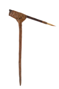 A tribal pick, wood, woven fibre and bone, Papua New Guinea, ​65cm high