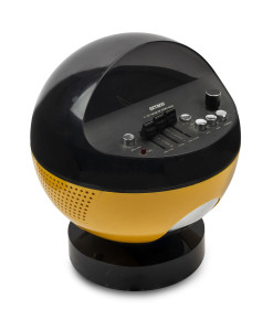 SETRON IC-FET vintage AM FM Radio in spherical yellow and black case, circa 1970, 27cm high
