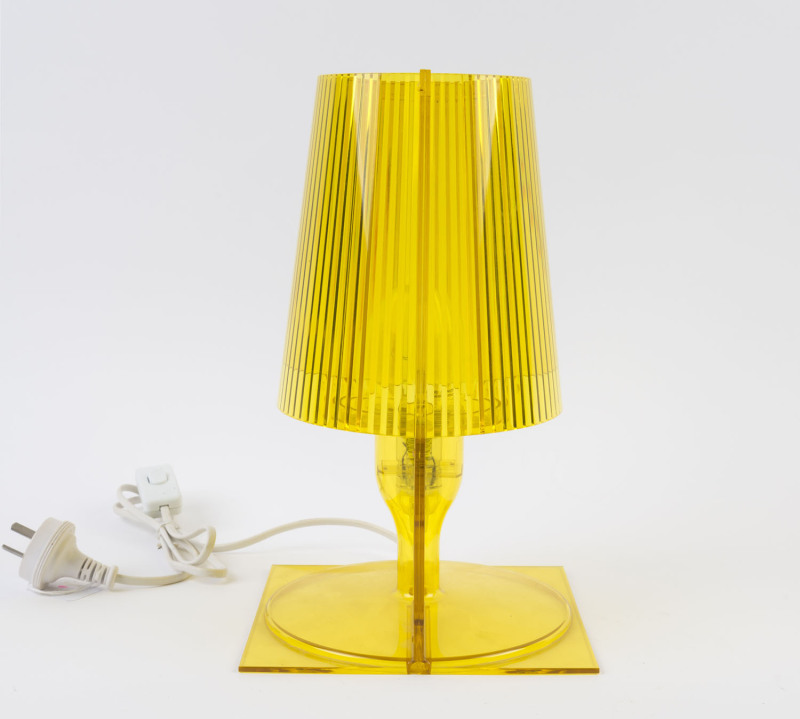 KARTELL "Take" yellow plastic table lamp designed by FERRUCCIO LAVIANI, stamped "Kartell, Take", ​30cm high