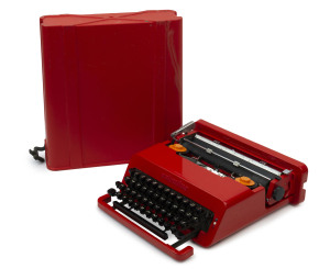 OLIVETTI "Valentine S" vintage red typewriter in red case, circa 1960's, the case 11cm high, 35cm wide, 35cm deep