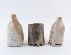 STEVE WILLIAMS studio pottery vase and two bottle vases, (3 items), the largest 26cm high
