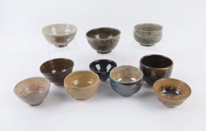 Ten assorted Australian studio pottery tea bowls, the largest 9.5cm high, 16cm diameter