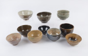 Ten assorted Australian studio pottery tea bowls, ​the largest 9.5cm high, 16cm diameter