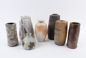 Seven Australian studio pottery vases, the largest 27cm high