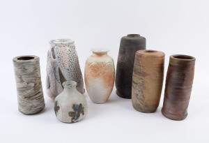 Seven Australian studio pottery vases, ​the largest 27cm high