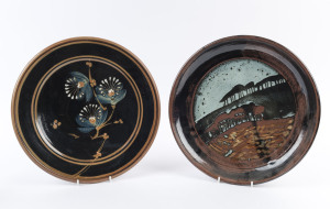 Two Australian studio pottery chargers, ​35cm diameter