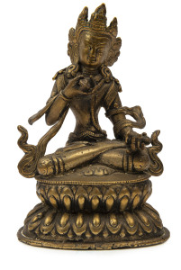 A Tibetan Tara Buddha, bronze and copper, 18th/19th century, 11.5cm high