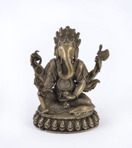 An Indian silvered bronze Ganesh statue, 18th/19th century, 9cm high