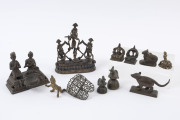 Eleven assorted antique Indian bronze artefacts, 19th century, ​the largest 13cm high