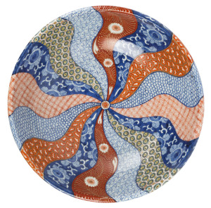A Japanese Imari bowl with geometric sectional designs, Meiji period, 19th century, 40cm diameter