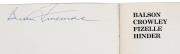 ARTIST UNKNOWN, abstract, circa 1960's, oil on canvas, gallery stock number verso "22.", 40.5 x 55.5cm. Accompanied by a 1966 Art Gallery of New South Wales exhibition catalogue "Balson, Crowley, Fizelle, Hinder" signed by Brian Finemore (Curator of Aust - 3