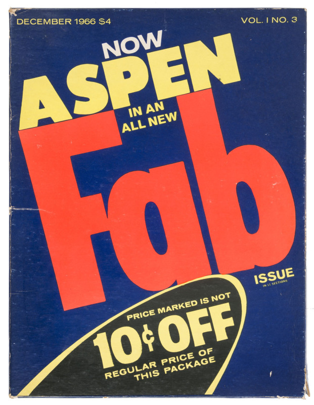 1966 ASPEN MAGAZINE VOL.1 NO. 3 FAB ISSUE featuring VELVET UNDERGROUND, ANDY WARHOL, LOU REED, J.J.CALE. The FAB issue of Apsen, designed by Andy Warhol and David Dalton. [Roaring Fork Press, Inc., N.Y. 1966]