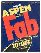 1966 ASPEN MAGAZINE VOL.1 NO. 3 FAB ISSUE featuring VELVET UNDERGROUND, ANDY WARHOL, LOU REED, J.J.CALE. The FAB issue of Apsen, designed by Andy Warhol and David Dalton. [Roaring Fork Press, Inc., N.Y. 1966]