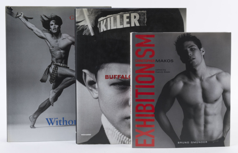 MALE FASHION ICONS "Men without Ties" by Gianna Versace [Leonardo Arte srl, Milan, 1994]; "Buffalo" by Ray Petri [Westzone, London, 2000]; "Exhibitionism" by Christopher Makos [Bruno Gmunder, Berlin, 2004] ​(3 vols., all h/c with d/jackets).