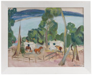 LINA BRYANS (Australia, France, 1909-2001) "The Riding School, Lorne" oil on board, signed "Lina" lower right, titled, signed and dated verso "The Riding School, Lorne, Lina Bryan, 1943" - 3