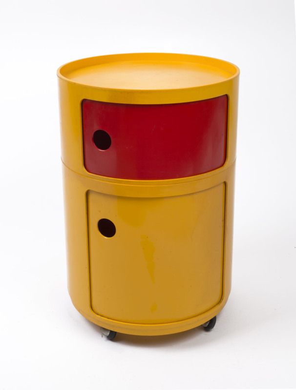 KARTELL retro plastic cylindrical bedside cabinet by Anna Castelli Ferrieri, circa 1970s, 64cm high, 42cm diameter