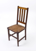 An antique Australian cottage chair, blackwood with hand woven rush seat, 19th century