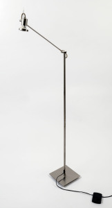 An adjustable floor lamp, brushed steel finish, circa 1990s, 160cm high