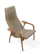 SWEDESE Swedish armchair and matching footstool designed by Yngve Ekström with manufacturer's label, 60cm across the arms