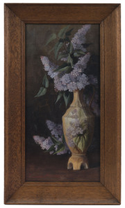 FLORENCE R. WALKER (1937 - ), still life with vase, oil on canvas, signed lower left "Florence Walker", 55 x 25cm