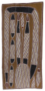 ARTIST UNKNOWN (Aboriginal, Northern Territory), snake and artefacts, bark and natural earth pigments, ​93 x 42cm
