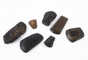 Seven assorted stone axe heads, Polynesia, 19th century and earlier, ​the largest 10cm long