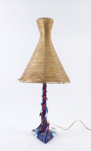 PUSTETTO & ZANETTI Sommerso Murano glass lamp with original shade, circa 1960's, original label "Pustetto & Zanetti Arte Nuova Murano, Made In Italy", the base 45cm high, with shade 75cm high overall