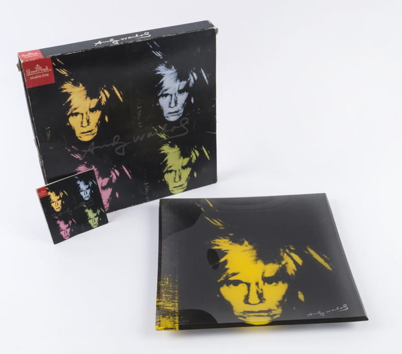 ANDY WARHOL Rosenthal Studio-Linie glass platter, in original box, signed in image "Andy Warhol", ​29.5 x 29.5cm