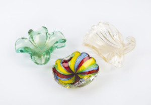 Three Murano glass bowls, circa 1950's, the largest 22cm wide