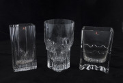 TAPIO WIRKKALA: Three Finnish glass vases for Iittala, engraved "T.W.", two with original labels, the largest 17cm high