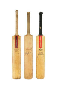 SIGNED CRICKET BATS: Greg Chappell signature on "Gray-Nicolls - Greg Chappell" Cricket Bat; David Hookes signature on "Gray-Nicolls - David Hookes" Cricket Bat; Tony Greig signature on "Tony Greig" Cricket Bat. All match-used, Fair/Good condition.