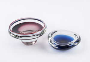 Two Scandinavian vintage glass bowls, circa 1960, the larger 11cm high, 20cm diameter