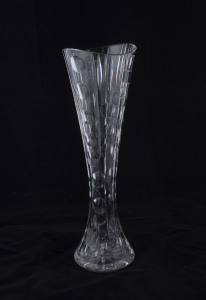 A Bohemian tall clear cut crystal vase, early 20th century, 40cm high